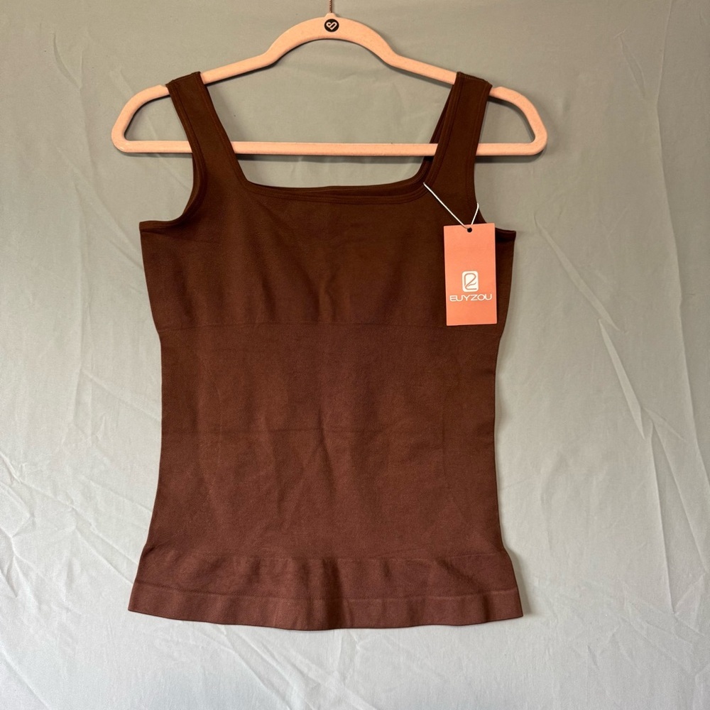 Womens Chocolate Brown Fitted Sleeveless Tank Top Cami Size XL Goblincore NWT